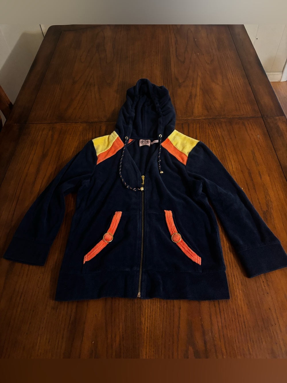 VIntage Y2K S Juicy couture color block zip up terry cloth hoodie multicolored